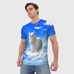 Мужская футболка 3D Кот в облаках - фото 2