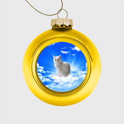 Стеклянный ёлочный шар Кот в облаках