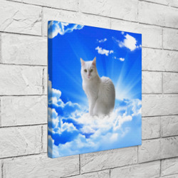 Холст с принтом Кот в облаках для любого человека, вид спереди №3. Цвет основы: белый