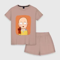Женская пижама с шортиками хлопок Сайтама one punch man