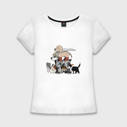 Женская футболка хлопок Slim Животные ванпанчмен