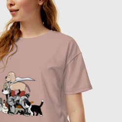 Женская футболка хлопок Oversize Животные ванпанчмен - фото 2