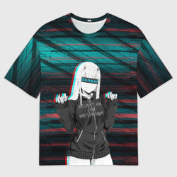 Женская футболка oversize 3D Zero Two Glitch