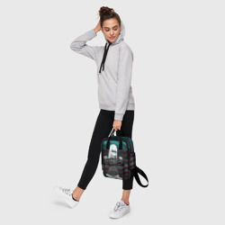 Рюкзак с принтом Zero Two Glitch для женщины, вид на модели спереди №4. Цвет основы: белый