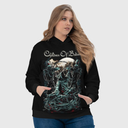Толстовка с принтом Children of Bodom для женщины, вид на модели спереди №4. Цвет основы: черный