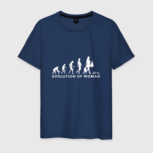 Мужская футболка хлопок Evolution of Woman, цвет темно-синий