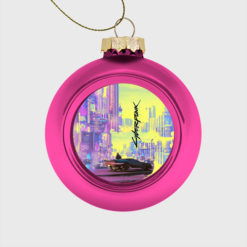 Стеклянный ёлочный шар Cyberpunk 2077, цвет розовый