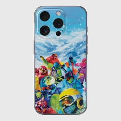 Чехол для iPhone 15 Pro силиконовый с защитой камеры Палитра сноуборд