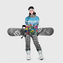 Накидка с принтом Палитра сноуборд для любого человека, вид спереди №4. Цвет основы: белый