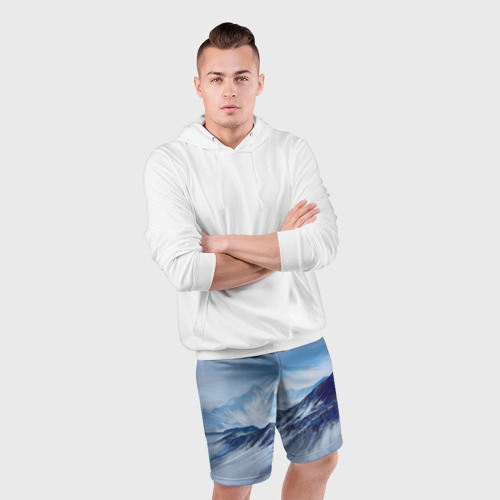 Мужские шорты спортивные Серо-голубые горы, цвет 3D печать - фото 5