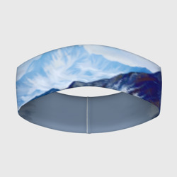 Повязка на голову 3D Серо-голубые горы