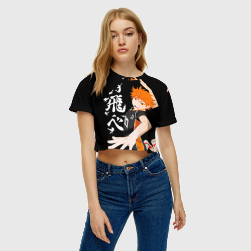 Женская футболка Crop-top 3D Шоё Хината врывается в игру!, цвет 3D печать - фото 4