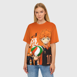 Женская футболка oversize 3D Волебольная команда из аниме Haikyuu!! - фото 2