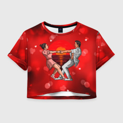 Женская футболка Crop-top 3D Влюблённые кружатся держась за руки