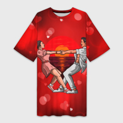 Платье-футболка 3D Влюблённые кружатся держась за руки