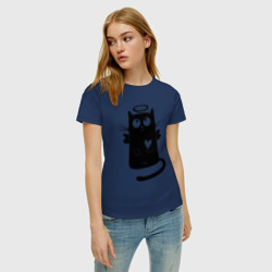 Женская футболка хлопок Влюбленный котик-ангел любви - фото 2