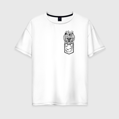 Женская футболка оверсайз из хлопка с принтом Йорк в кармашке, вид спереди №1