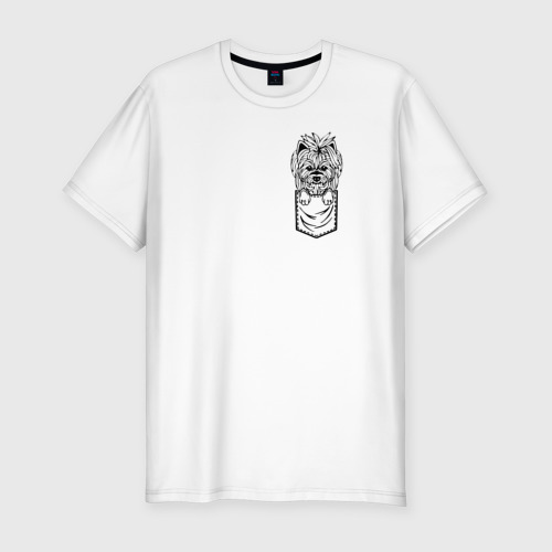 Мужская приталенная футболка из хлопка с принтом Йорк в кармашке, вид спереди №1