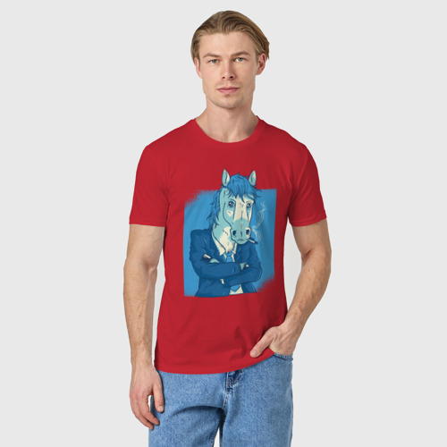 Мужская футболка хлопок Конь БоДжек Крутой Бизнесмен, цвет красный - фото 3
