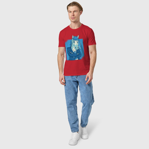 Мужская футболка хлопок Конь БоДжек Крутой Бизнесмен, цвет красный - фото 5
