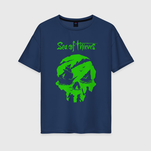 Женская футболка оверсайз из хлопка с принтом Sea Of Thieves Море Воров Зеленая, вид спереди №1