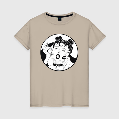 Женская футболка хлопок Dark moon, цвет миндальный