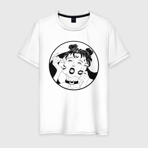 Мужская футболка из хлопка с принтом Dark moon, вид спереди №1