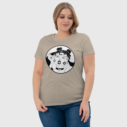 Женская футболка хлопок Dark moon, цвет миндальный - фото 6