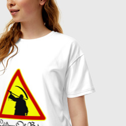 Женская футболка хлопок Oversize Children of Bodom Дорожный знак - фото 2