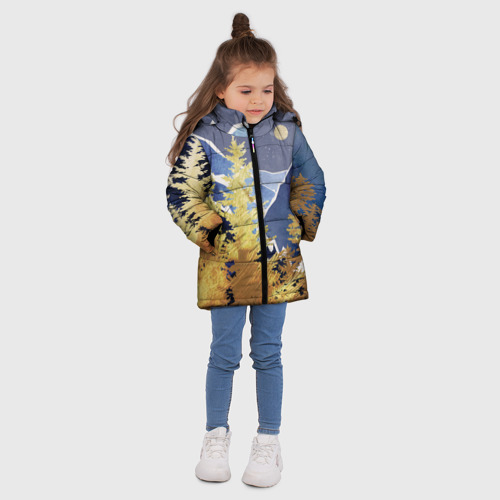 Зимняя куртка для девочек 3D Золотой лес, цвет светло-серый - фото 5