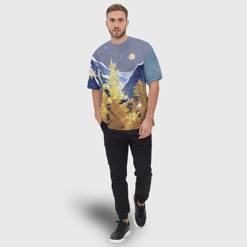 Мужская футболка oversize 3D Золотой лес, цвет 3D печать - фото 5