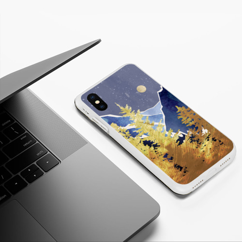 Чехол для iPhone XS Max матовый Золотой лес, цвет белый - фото 5