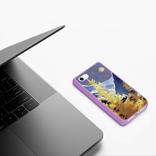 Чехол для iPhone 5/5S матовый Золотой лес, цвет сиреневый - фото 5