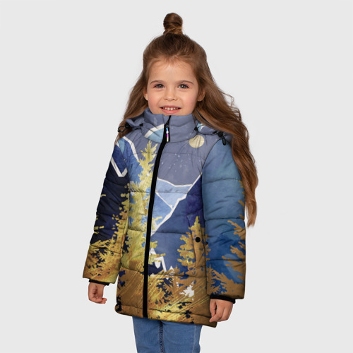 Зимняя куртка для девочек 3D Золотой лес, цвет красный - фото 3