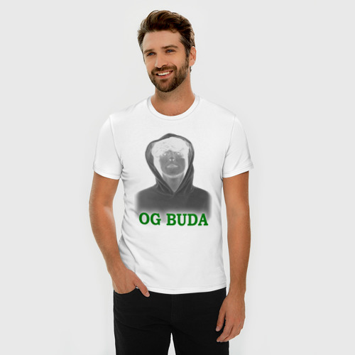 Мужская футболка хлопок Slim OG Buda реп-исполнитель, цвет белый - фото 3