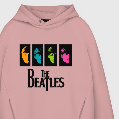 Мужское худи Oversize хлопок Всемирный день The Beatles, цвет пыльно-розовый - фото 4