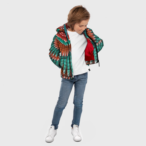 Зимняя куртка для мальчиков 3D Оперение зимородка, цвет красный - фото 5