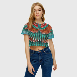 Женская футболка Crop-top 3D Оперение зимородка - фото 2