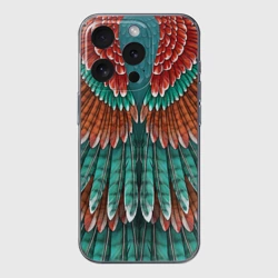 Чехол для iPhone 15 Pro Max силиконовый с защитой камеры Оперение зимородка