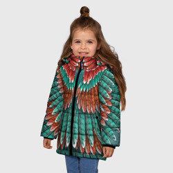 Зимняя куртка для девочек 3D Оперение зимородка - фото 2