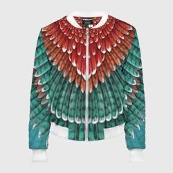 Женский бомбер 3D Оперение зимородка красно-бирюзовое