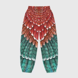 Женские джоггеры оверсайз 3D Оперение зимородка красно-бирюзовое