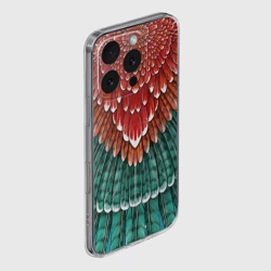 Чехол для iPhone 16 Pro Max силиконовый с защитой камеры Оперение зимородка красно-бирюзовое - фото 2