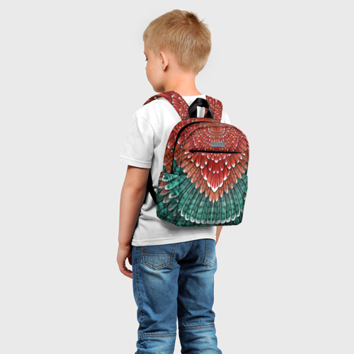 Детский рюкзак 3D Оперение зимородка красно-бирюзовое - фото 3