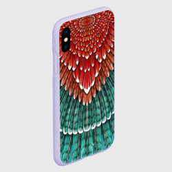 Чехол для iPhone XS Max матовый Оперение зимородка красно-бирюзовое - фото 2