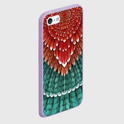 Чехол для iPhone 5/5S матовый Оперение зимородка красно-бирюзовое - фото 2