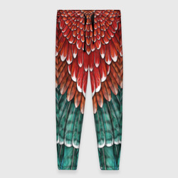 Женские брюки 3D Оперение зимородка красно-бирюзовое