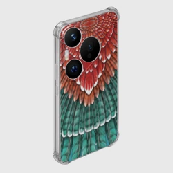Чехол для Huawei Pura 70 Оперение зимородка красно-бирюзовое - фото 2