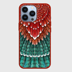 Чехол для iPhone 13 Pro Оперение зимородка красно-бирюзовое