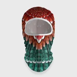 Балаклава 3D Оперение зимородка красно-бирюзовое